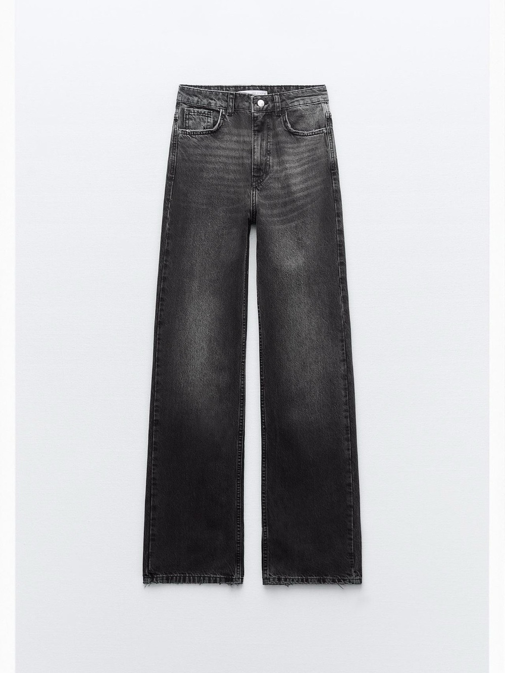 WOMEN’S ZARA HIGH-RISE STRAIGHT CUT JEANS WASHED BLACK SZ 29 = 8 COWGIRL MINIMAL